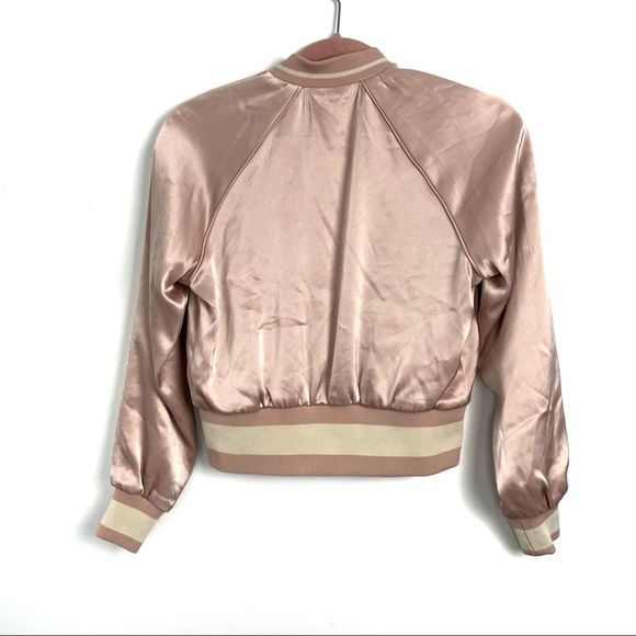 Aritzia Little Moon PINK Acanthella satin bomber jacket - Picture 5 of 13